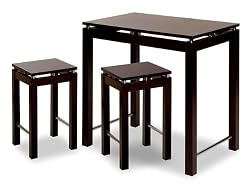 Espresso Breakfast Table With Two Stools Set