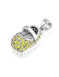 Bling Jewelry Baby Shoe Charm Silver November Birthstone Citrine Color CZ