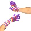 Knit Striped Arm Warmer Long Stretch Gloves Purple with Multiple Colors