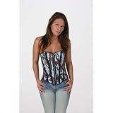 Sexy Strapless Blue Camouflage Steel Boned Front Zipper Opening Overbust Corset Back... by Shaper Corset