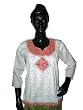 Bollywood Girls Short Tops Indian Kurtis Tunics Sequin Embroidered White Tops Cotton Size S Free Shipp