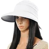 Nsstar Handmade Chic Fashion Ladies Woman Bohemia Bowknot Summer Dual Purpose Two USES Polyester Hat Braid Sun Visor Floppy Fold Summer Swimming Beach Hat (White)