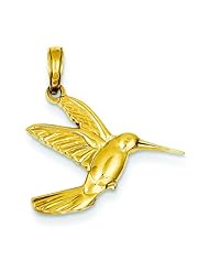 14K Gold Flying Hummingbird Charm Bird Jewelry