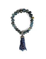18kt Gold 0.86cts Pave Diamond Single Strand Tassel Bracelet 159.2cts Gemstone Silver Fashion Jewelry