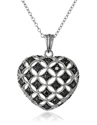 Sterling Silver Black Diamond Heart Pendant Necklace (.50 cttw), 18"