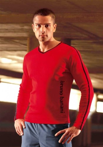 Rotes Herren-Langarmshirt von Bruno Banani Gr. 
