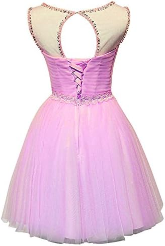 Molity Women Bow Tie Round Neck Strapless Short Cocktail Prom Ball Dress 16 Lilac