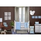 Quilted Circles 3 Piece Crib Bedding Set in Blue and Chocolate Quilted Circles 3 Piece Crib Bedding Set in Blue and Chocolate
