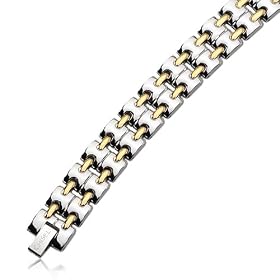 stainless steel and gold, high polished link bracelet