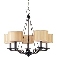 Maxim Lighting 21255CHGA Avant 5-Light 24-Inch Drum Chandelier, Golden Auburn Finish with Champagne Fabric