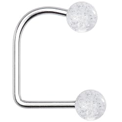 14 Gauge Clear Acrylic Glitter Ball Lippy Loop Labret