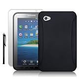 SAMSUNG P1000 GALAXY TAB GEL COVER CASE - BLACK, WITH SCREEN PROTECTOR & ST ....