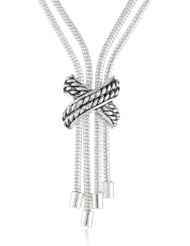Napier "Silver X World" Silver-Tone Fringe Y-Shaped Necklace, 19"