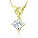 GIA Certified 14k Yellow Gold Princess Cut Solitaire Diamond Pendant Necklace (E, SI2, 2.01 carat)