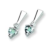 Sterling Silver Blue Topaz and Diamond Earrings (Pair)