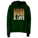 Canada PARADISE OF PEACE AND LOVE Countries Womens Hoodie (Dark Green, X-Small - XXX-Large)