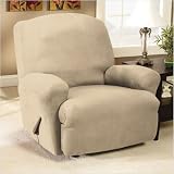 Stretch Suede Recliner Slipcover - Oatmeal