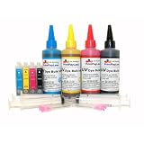 PrintPayLess brand Pre-Filled Refillable Ink Cartridges + 400 ml (13.3 oz) PrintPayLess brand UV resistant Refill Ink for Epson 68 Epson 69 Ink: compatible with Epson Stylus Nx400, Nx415, Nx510, Nx515, CX9400, CX9400F, CX9475F, WorkForce 500, WorkForce 600 + 4 Ink Refill Syringes and Blunt Needles (Office Product)