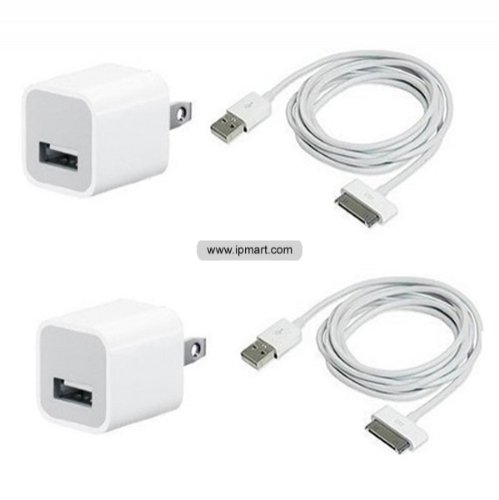 2Set White Color Multifunctional USB US AC Power Adapter Wall Charger Plug + Data Sync&Power Charge Cable For iPhone 4/iPhone 3G/iPod Touch/iPod Nano