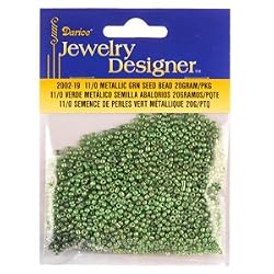 11/0 Seed Beads, Metallic Green, 20 Gram Pkg (Pack of 1)