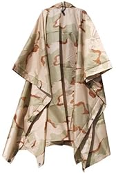 Tri-Color Desert Camouflage Rip-Stop Waterproof Rain Poncho