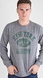 NFL New York Jets Men's True Vintage Distressed Triblend Crew Neck Long Sleeve Pullover, Steel, Small