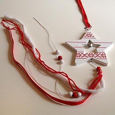 LLsai Christmas Hanging White Pentagram Shape Long 1 PC MDF Materiels for Christmas Decorations