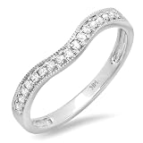 0.15 Carat (ctw) 14K White Gold Round Diamond Ladies Anniversary Wedding Band Guard Ring