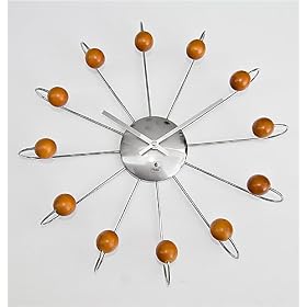 Cupecoy Orbit Wooden Ball Curved Wall Clock
