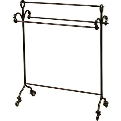 LARGE Black Free Standing Iron TOWEL RAIL