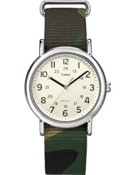Timex Unisex T2P365 Weekender Green Camo Slip-Thru Nylon Strap Watch