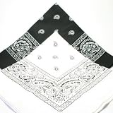 2 x Cotton Bandana Black and White paisley print