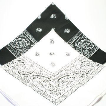 2 x Cotton Bandana Black and White paisley print