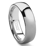 Tungsten Carbide Men's Polished Plain Dome Wedding Band Size 7-13
