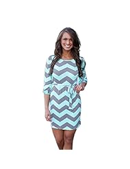 Sexy Polyester Round Neck Elbow Length Sleeves Striped Print Party Dress/Maxi Dress 