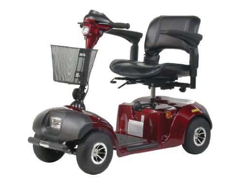 Drive Medical Daytona 4 GT Medium Sized 4 Wheel Scooter with Comfortable Padded Seat, Red, Medium