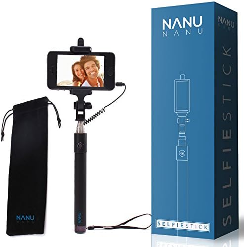 2016 Best Black Selfie Stick -Perfect For All iPhone and Android-80cm Extra Long Extendable Body-Battery And Remote Free-Plug N Play Cable Operation-Adjustable Clamps &amp; Rotating Head-Free Strap