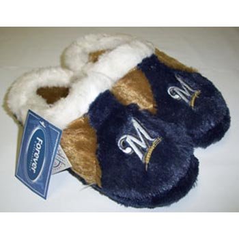 Milwaukee Brewers MLB Youth Plush Slippers - L