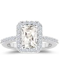 0.40 Cts Diamond & 1.65 Cts White Sapphire Ring in 14K White Gold