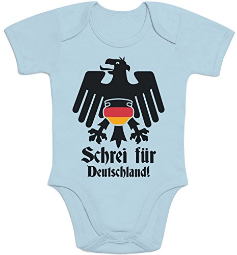 Schrei Für Deutschland Lustiger Bundesadler Windel Baby Body Kurzarm-Body 0 – 3 months Hellblau