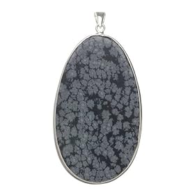 SkyeSterling Designer Sterling Silver Snowflake Agate 35mm x 59mm Flat Pear... by SkyeSterling