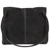 Fontanelli Black and Yellow Reversible Suede Tote Bag