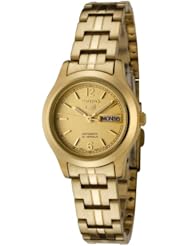 Seiko Womens SYME02 Seiko 5 Automatic Gold Dial Gold-Tone Stainless Steel Watch