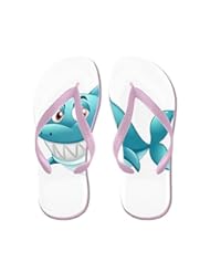 Apparel: Truly Teague Womens Grinning Blue Shark Pink Rubber Flip Flops Sandals 6-8.5