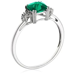 10k White or Yellow Gold Created-Emerald and Diamond Ring 10k White or Yellow Gold Created-Emerald and Diamond Ring