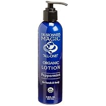 Dr. Bronner's & All-One Organic Lotion for Hands & Body, Peppermint, 8-Ounce Pump Bottles (Pack of 2)