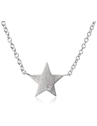 Sterling Silver Diamond Accent Brushed Star Pendant Necklace, 18"