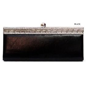 Black Erin Faux Leather Clutch Bag Purse Handbag