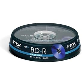 TDK T78088 BD-R 4x 25GB Blu-ray Disc - 10 Pack Cakebox