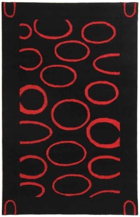 Safavieh SOH714B Soho Collection 5-Feet By 8-Feet Handmade New Zealand Wool Area Rug, Black and Red